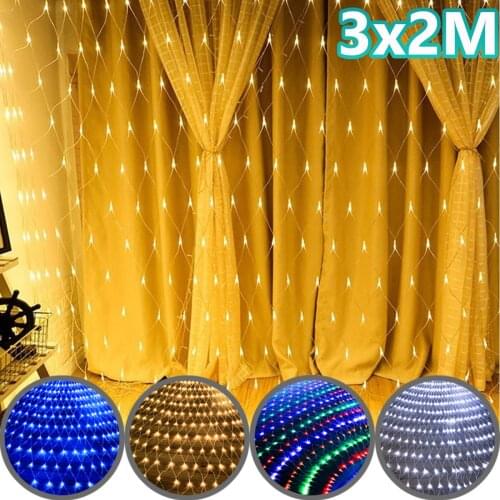 Curtain Light String 96/200LED Festival Decor Fairy Light Christmas Wedding for Bedroom, Parties, Wedding Backdrop-8 Modes