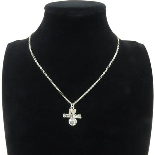 Creative I Love Basketball Charms Necklaces Finding Diy Boys Sport Volleyball Pendant Collar Making Friend Gift Jewelry Supplies