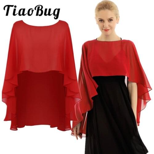Fashion Women Ladies Lightweight Chiffon High Low Shawl Wedding Capes Shrug Bridal Long Shawl and Wraps Wedding Party Cover Up