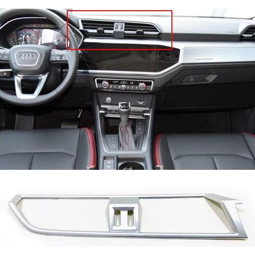 For Audi Q3 2019 2020 ABS Matte Silver Car Accessories Middle Conditioner Air Outlet Trim Frame Panel Decoration Cover