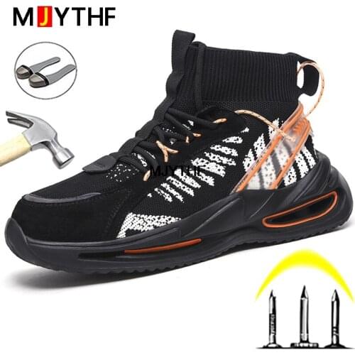 Fashion Work Sneakers Men Safety Shoes Anti-smash Anti-puncture Work Boots Safety Protective Shoes Indestructible Footwear Men