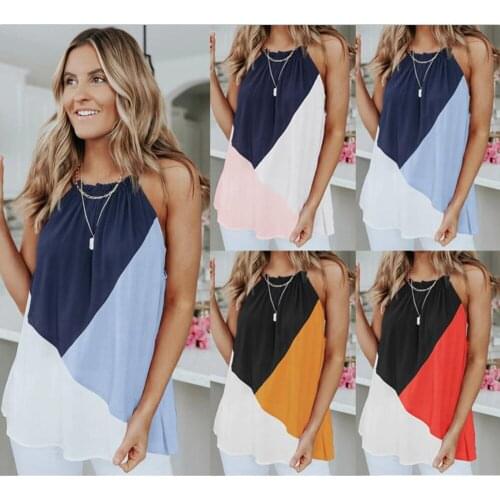 Fashion loose off shoulder lace up vest 2021 summer new sexy sling vest Mosaic Color womens Pullover vest womens Tank Beach