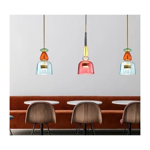 Nordic Color Candy Pendant Lights modern Living Room Bedroom Children room Glass Hanging Lamp Deco Luminaira pendantlamp Fixture