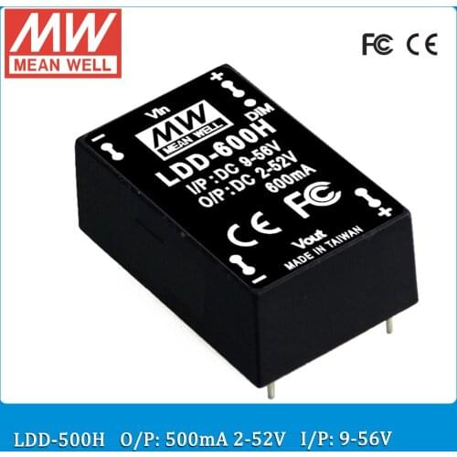 Original MEAN WELL LDD-500H 10PCS O/P 500mA 2-52VDC I/P 9-56VDC meanwell DC-DC constant current step-down LED Driver Pin stlye