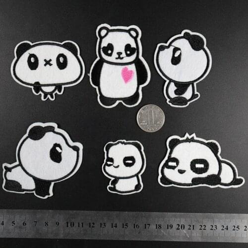 PGY Cartoon Kawaii Animal White Black Panda Patch Cartoon Iron On Cheap Embroidered Patches For Clothes Anime Badges