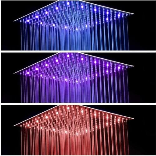 Ceiling Wall Mounted 12" Chrome LED Rainfall Shower Head Square, Ultra-thin Luxury Bathroom Showerhead Top Sprayer