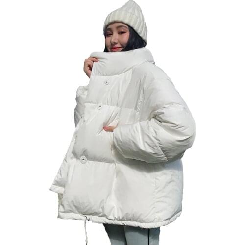 2019 Winter Autumn Womens Down Jacket Loose Cotton Parka Female Stand-Up Collar Candy Color Outwear Short Winter Coats