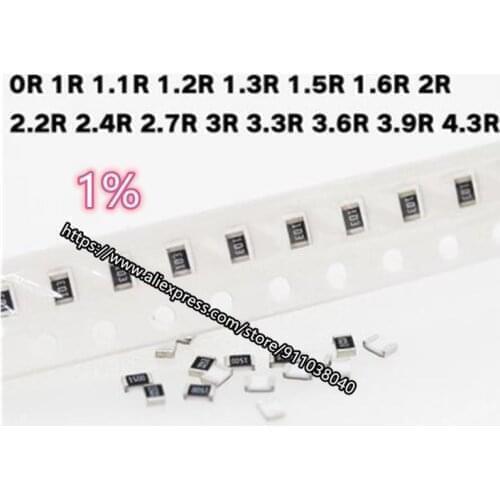 100pcs/lot Chip resistor 2R-3.9R 0201 1% 0402 0603 0805 1206 1210 2010 2512 2R 2.2R 2.4R 2.7R 3R 3.3R 3.6R 3.9R hot sale