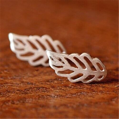 Piercing Handmade Leaf Stud Earring Silver Color Earrings For Women Party Gift Jewelry Pendientes Mujer eh712