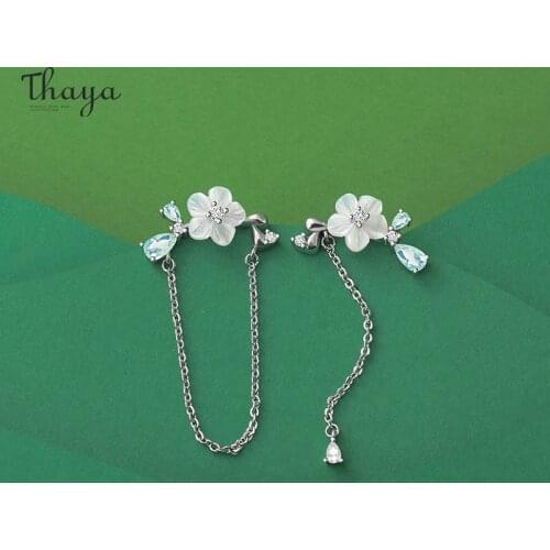 Thaya Original Silver Color Studs Earring Chain Shell Flower Dangle High Quality For Women Earring Season Series Fine Jewelry