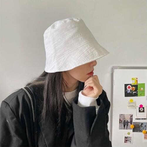 White Fisherman Hat, Sunshade Hat with Feminine Summer Temperament, Korean INS Style Bucket Hat Hip Hop Cow