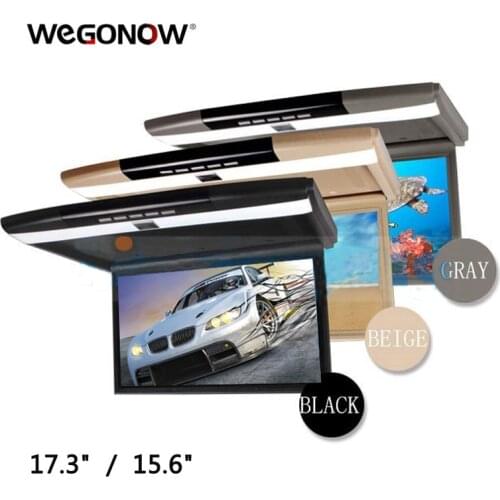 Stylish 17.3" / 15.6" Color TFT LCD Display 12V~24V Roof Mount Car Monitor Flip Down Car Monitor Player HD 1080P USB SD FM