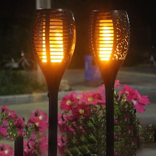 BEIAIDI 51/72/96 LEDS Solar Flickering Flame Lamp Outdoor Garden Landscape Pathway LED Spotlight Solar Flame Torch Lawn Light