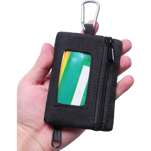 Outdoor Wallet Pouch Money Coin Purse Multifunction Key Card Holder Case Hand Bag Zipper Waist Bag with Carabiner