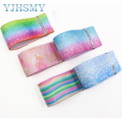 YJHSMY I-19906-2109,38mm 10yards Gradient heat transfer printing grosgrain ribbon, bow DIY handmade accessories decoration