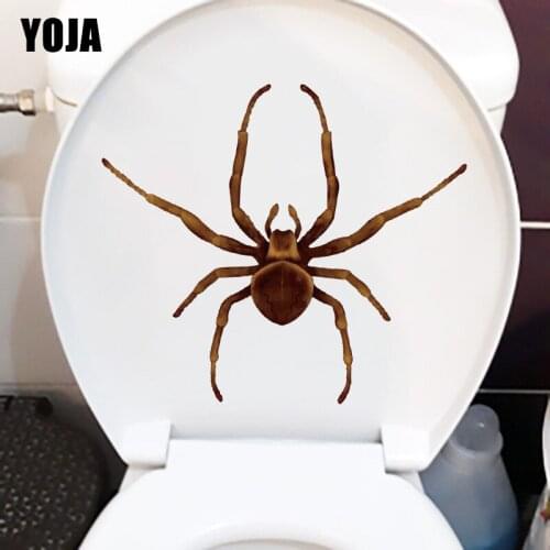 YOJA 25.6CM×22.4CM Cartoon Spider Home Decor Funny Toilet Sticker Creative WC Wall Accessories T1-2557