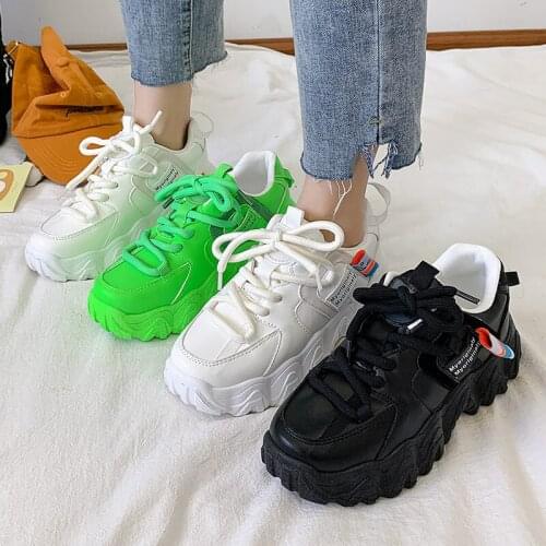 New Mujer Platform Women Sneakers white Green Casual Shoes Women Thick Sole Tennis Chunky Shoes Basket Femme women shoes 2021