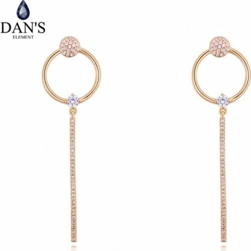 DANS ELEMENT 3 Colors Real Big Brand AAA Zirconia Micro Inlays Round Stud Earrings for Women 130419