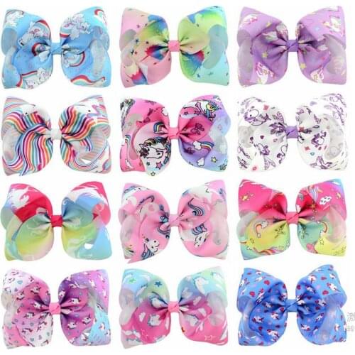 1pcs/lot 8 " Unicorn Hair Bow With alligator Clip For Girls Girls Headwear Hair Accessories