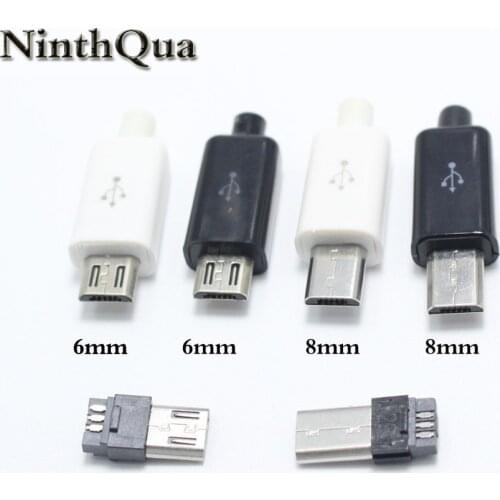 10PCS/LOT YT2153 Micro USB 4Pin Male connector plug Black/White welding Data OTG line interface DIY data cable accessories