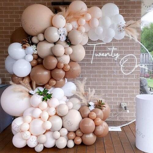 133pcs DIY Double Layer Apricot Balloon Garland Arch Wedding Decoration Cream Peach Blush Nude Coffee Balloon Baby Shower Decor