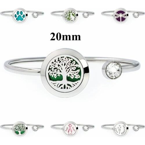 20MM Essential oil Diffusing Bracelet Jewelry 316L Stainless Steel Aromatherapy locket Bracelet Bangles for Women (with 10pads)