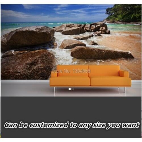 Free shipping custom 3D large mural living room sofa bedroom TV backdrop wallpaper corridor Breaking Shoreline Wall Mural