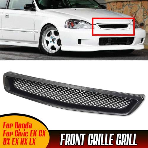 Black/Carbon Fiber Look Car Front Bumper Hood Mesh Grill Grille For Honda For Civic EK CX DX EX HX LX 1999-2000 Racing Grills