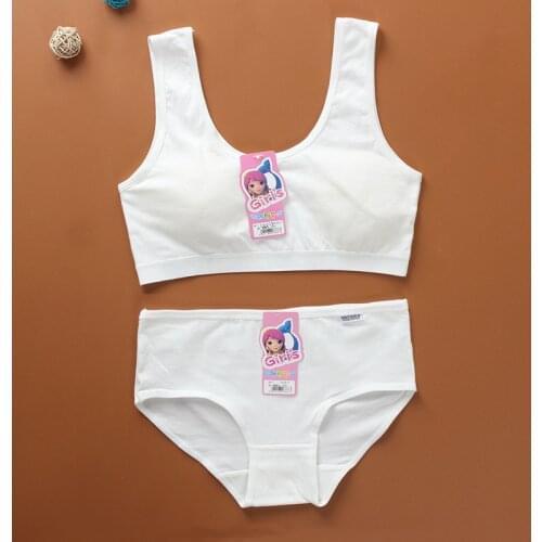 Girls bra set pure cotton training bra period students without steel ring childrens bra pure cotton vest wrapped underwear