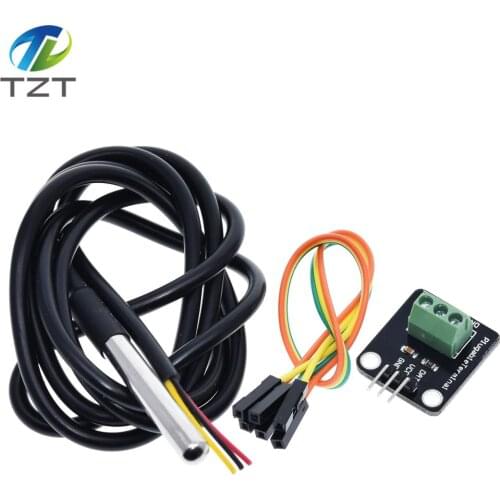 DS18B20 Temperature Sensor Module Kit Waterproof 100CM Digital Sensor Cable Stainless Steel Probe Terminal Adapter For Arduino