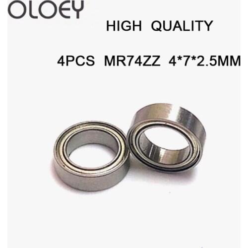Good 4PCS ABEC-5 MR74ZZ MR74 ZZ L-740ZZ 4x7x2.5 mm 4*7*2.5 mm metal shield Miniature High Quality Deep Groove Ball Bearings
