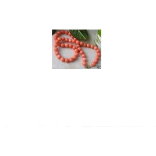 Exquisite genuine 8mm pink coral beads pendant necklace