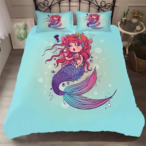 Bedding Set 3D Printed Duvet Cover Bed Set Sea Mermaid Home Textiles for Adults Lifelike Bedclothes with Pillowcase #MRY23