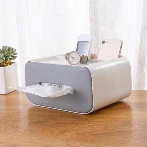 Creative Multifunctional Plastic Tissue Box Remote Control Storage Tissue Box Dustproof Tissue Can Desktop Storage Box