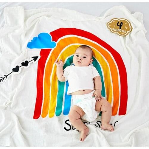 Happy Flute Multifunctional 100% Cotton DIY Baby Photography Props Blanket Double Layerse Newborn Cartoon Baby Swaddle Blanket