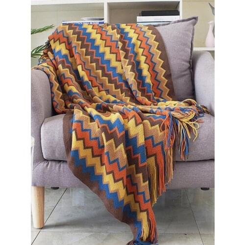 Bohemian Style Multi-functional Knit Blanket Retro Celebrity Style Tassel Blanket Towel Double Sofa Towel Full Sofa Cover Bed