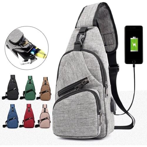 Male Shoulder Bags USB Charging Crossbody Bags Men Anti Theft Chest Bag School Summer Short Trip Messengers Bag Oxford