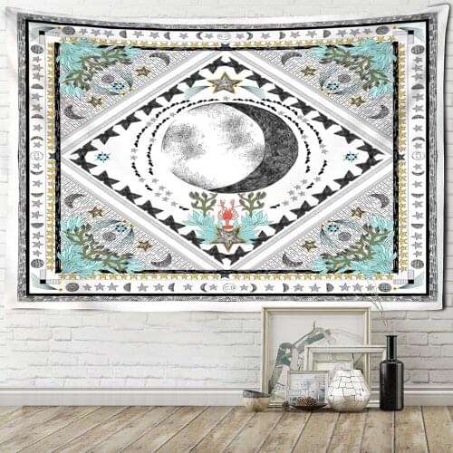 Sun Moon Tarot Tapestry Wall Hanging Psychedelic Bohemian Witchcraft Tapiz Mystery Bedroom Home Decor
