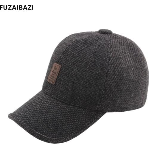 FUZAIBAZI New Adjustable Size Keep Warm Earmuffs Baseball Caps Winter Plus Velvet Thicken Fashion Mens Leisure Snapback Hat