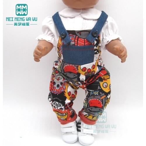Dolls clothes for 43cm new born dolls Shirt + Flower Bib Pants