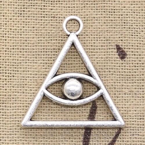 5pcs Charms deathly hallows death eye 28x27mm Antique Silver Color Pendants Making DIY Handmade Tibetan Finding Jewelry