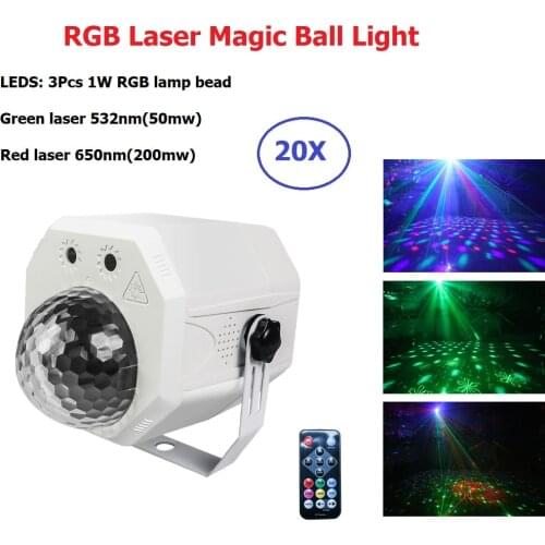 RGB LED Crystal Disco Magic Ball With 60 Patterns RG Laser Projector DJ Party Holiday Bar Christmas Stage Lighting Effect Disco