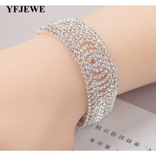 YFJEWE Luxury Crystal Bracelets For Women Bracelets & Bangles Femme Bridal Wedding Jewelry Vintage Bracelet for Gift B138