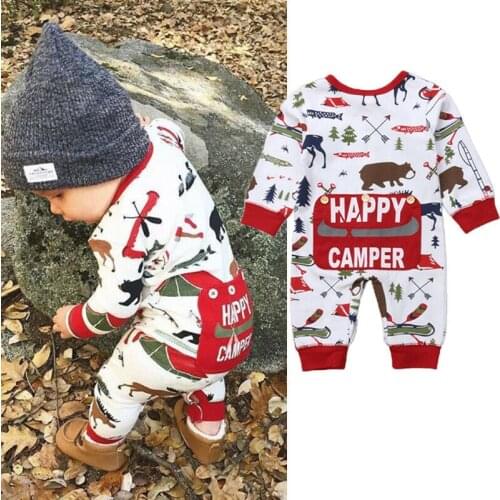Newborn Baby Girl Boy Christmas Rompers Jumpsuit Long Sleeve Xmas Lovely Cute Fashion Clothes Outfit 0-24M