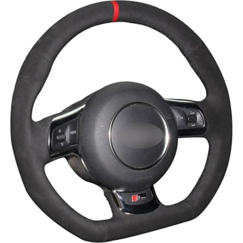 Hand-stitched Black Suede No-slip Car Steering Wheel Cover for Audi TT TTS (8J) 2006-2014 A3 S3 (8P) Sportback 2008-2012 R8
