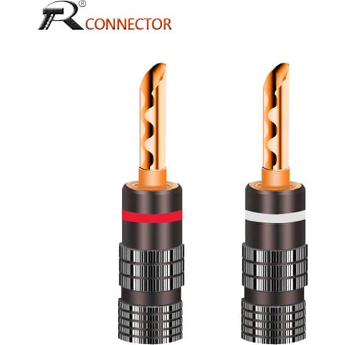 Russian hotsale 1pair black&red Banana plug 24K Gold Plated Copper BFA 4mm Banana connector Male Speaker plug 2pcs/lot