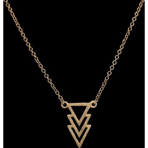 Sasusp Three Triangle Pendant necklace Women Elegant Geometric Copper Choker Sweater Chain 2020