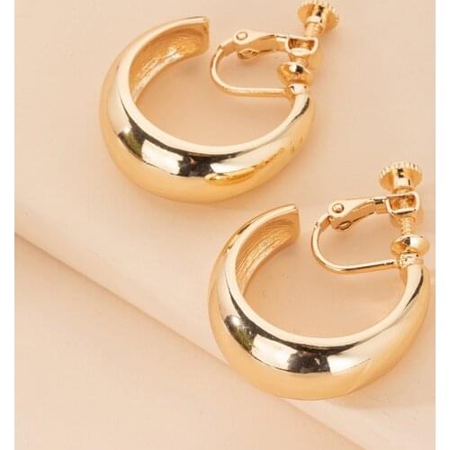 UJBOX New Gold Color Alloy Clip on Earrings for Women Girls No Pierced Earrings Jewelry Accessories Gift