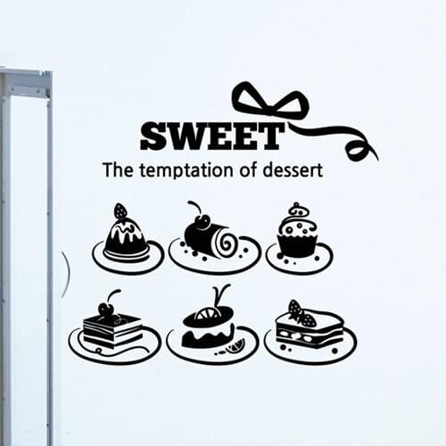 Sweet Cake Sticker Ice Cream Bread Cake Kitchen Wall Art Sticker Decal Home Decoration Mural Decor Coffee Shop Decal