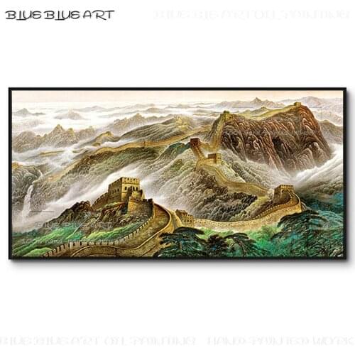 Special Wall Artwork Hand-painted Famous Chinese Landscape The Great Wall Oil Painting on Canvas Handmade Great Wall Painting